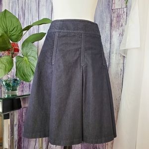 Ann Taylor Loft Denim Pinstripe Pleated Skirt